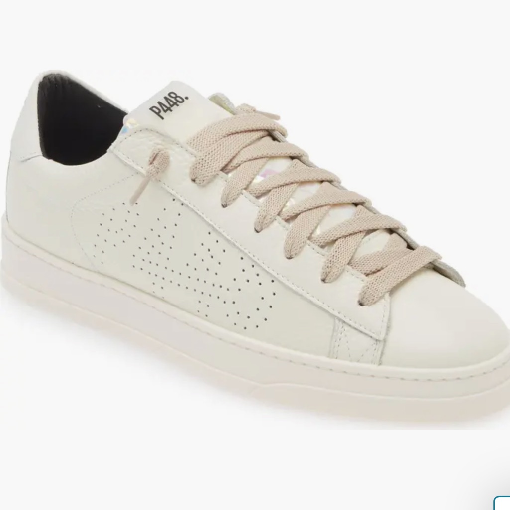 P448. Women’s White Leather Jack Laceup Sneaker